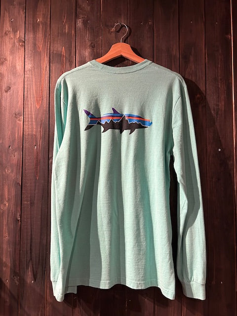 メンズヴィンテージ 長袖Tシャツ【Patagonia 】バックデザイン ブルー