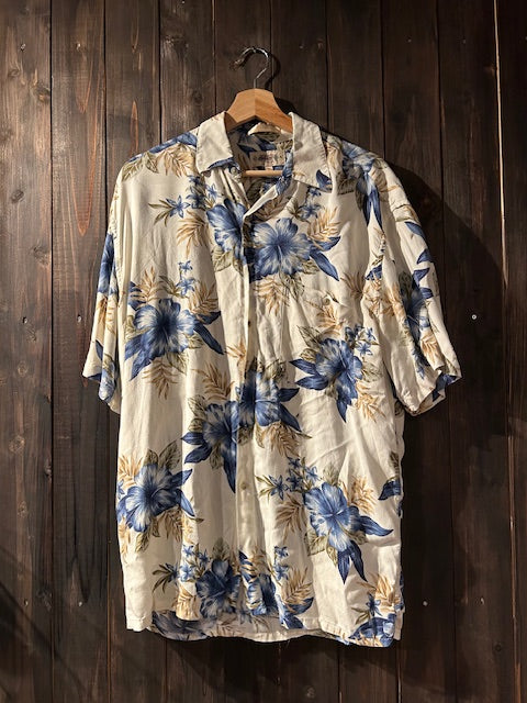 メンズヴィンテージ アロハシャツ 【CAMPIA MODA】ハイビスカス ホワイト