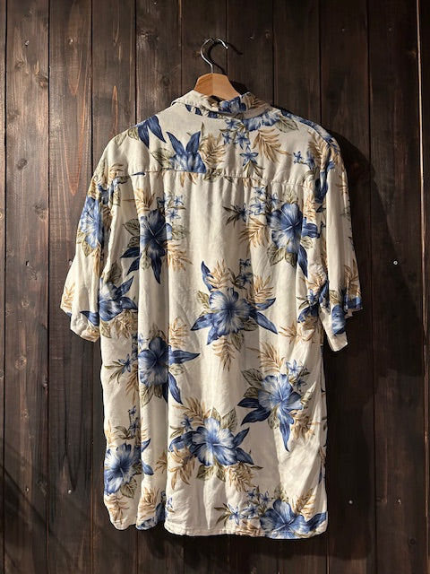 メンズヴィンテージ アロハシャツ 【CAMPIA MODA】ハイビスカス ホワイト