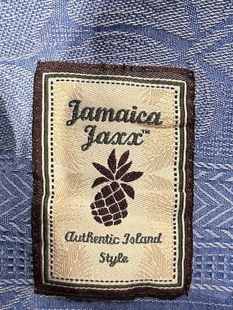 メンズヴィンテージ アロハシャツ 【Jamaica Jaxx】幾何学模様 ブルー