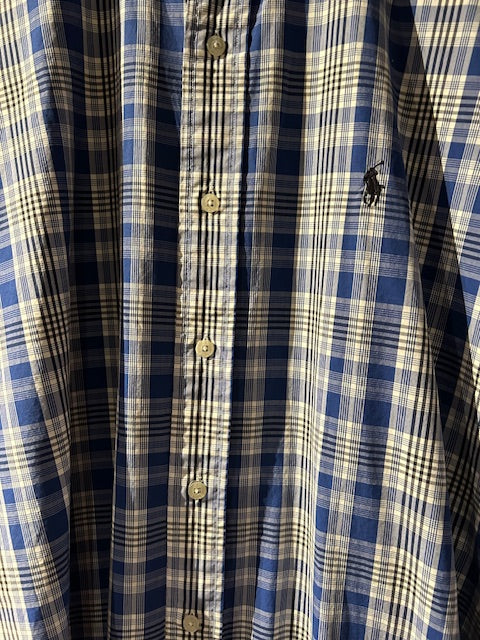 メンズヴィンテージ アロハシャツ 【RALPH LAUREN】チェック ブルー