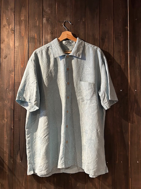 メンズヴィンテージ アロハシャツ 【Batik Bay】幾何学模様 ブルー
