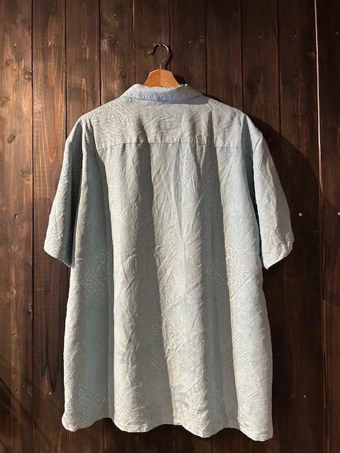 メンズヴィンテージ アロハシャツ 【Batik Bay】幾何学模様 ブルー