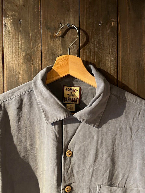 メンズヴィンテージ アロハシャツ 【Tommy Bahama】無地 ブルー