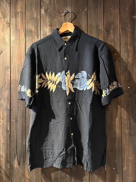 メンズヴィンテージ アロハシャツ 【CAMPIA MODA】リーフ ネイビー