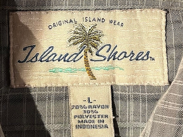 メンズヴィンテージ アロハシャツ 【Island Shores】チェック ブルー