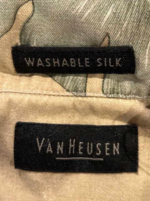 メンズヴィンテージ アロハシャツ 【VANHEUSEN】ハイビスカス ベージュ