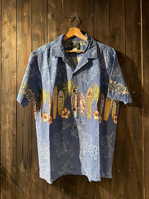 メンズヴィンテージ アロハシャツ 【HAWAIIAN RESERVE COLLECTION】サーフボード ブルー
