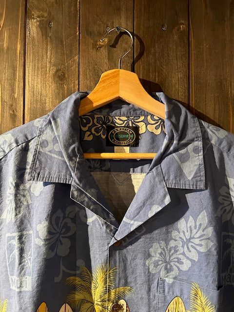 メンズヴィンテージ アロハシャツ 【HAWAIIAN RESERVE COLLECTION】サーフボード ブルー