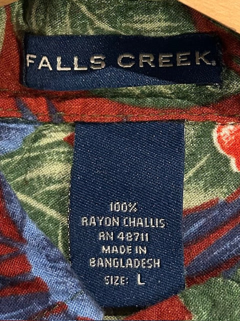 メンズヴィンテージ アロハシャツ 【FALLS CREEK】ハイビスカス レッド
