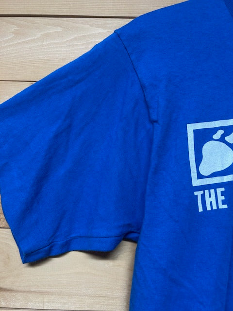メンズヴィンテージ　Tシャツ　　【Fruit of the loom】　足跡　グラフィック　ブルー