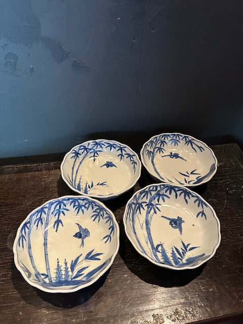 伊万里 染付 竹林小鳥 小皿
