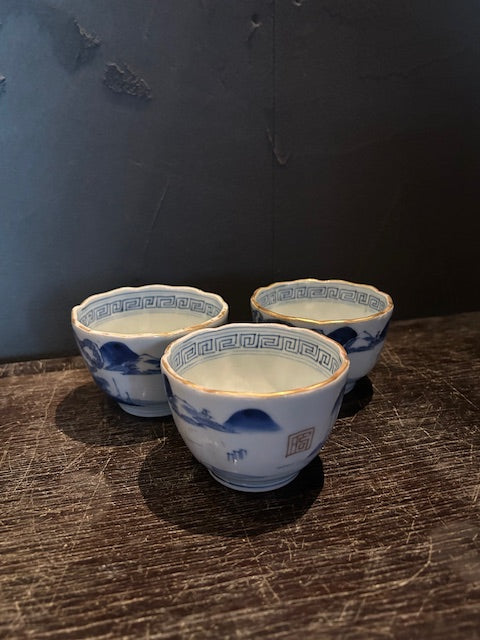 伊万里 金彩 輪花口 蕎麦猪口