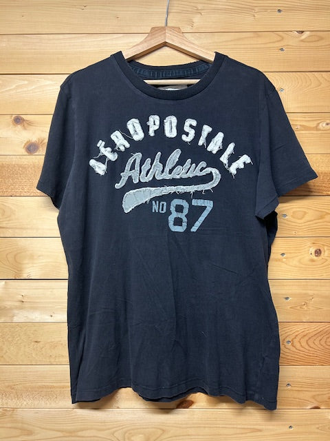 メンズヴィンテージ　Tシャツ 【Aeropostale】ダメージ加工　ロゴ　ブラック