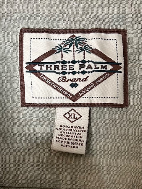 メンズヴィンテージ　アロハシャツ　【THREE PALH】無地 カーキ