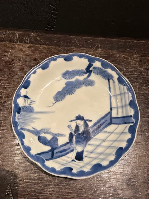 伊万里焼 染付 人物文 平皿