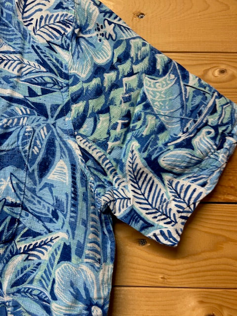 メンズヴィンテージ　アロハシャツ　【Caribbean】ボタニカル ブルー