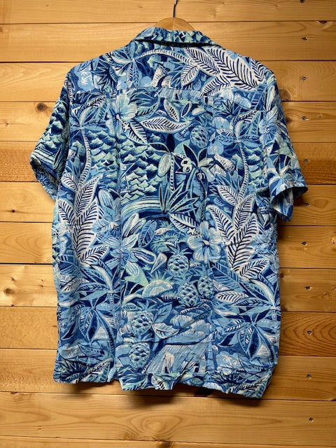 メンズヴィンテージ　アロハシャツ　【Caribbean】ボタニカル ブルー