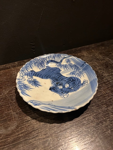 伊万里焼 染付 竹虎文