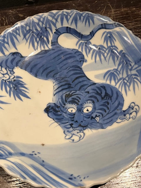 伊万里焼 染付 竹虎文