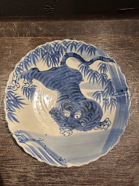 伊万里焼 染付 竹虎文