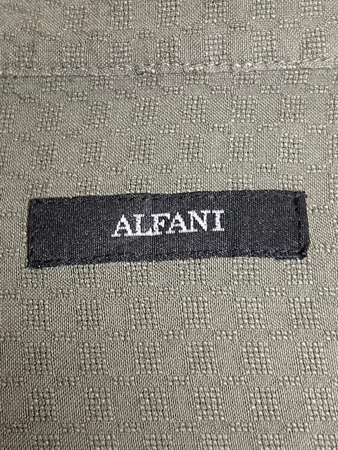 メンズヴィンテージ　シャツ　【ALFANI】織り柄　カーキ