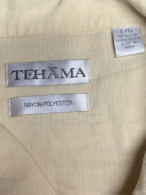 メンズヴィンテージ　アロハシャツ【TEHANMA】無地　イエロー