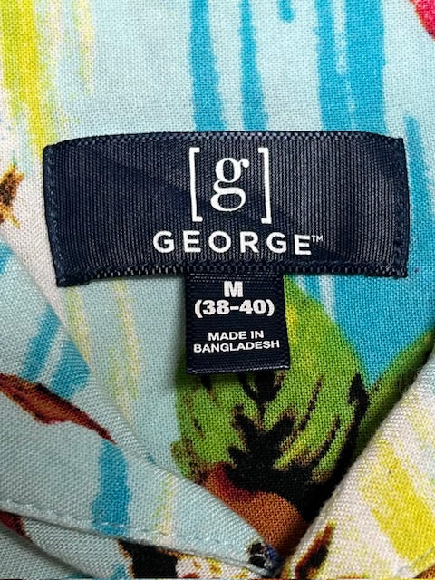 メンズヴィンテージ　アロハシャツ【GEORE】 ビーチ　ブルー