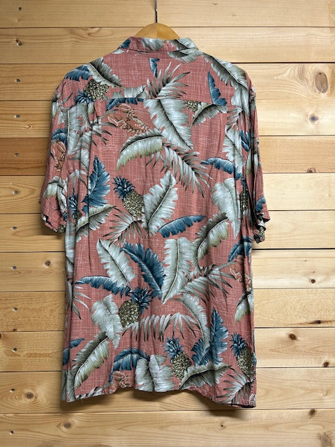 メンズヴィンテージ　アロハシャツ【Batik Bay】リーフ　ピンク