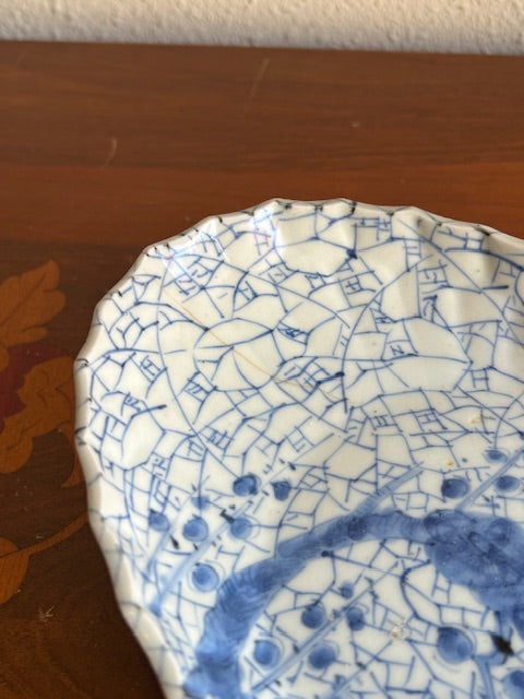 伊万里焼　染付氷裂文 長皿