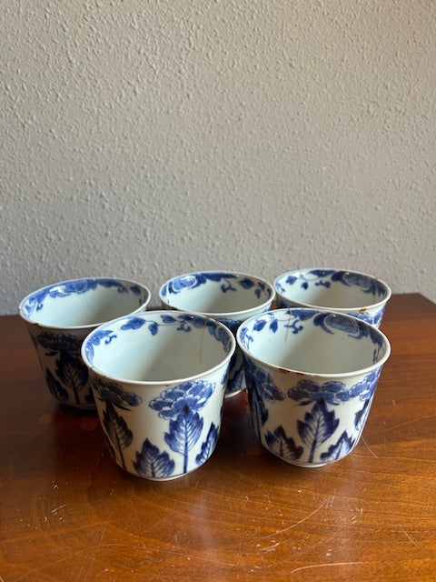 伊万里焼　染付花文　金継ぎ　蕎麦猪口