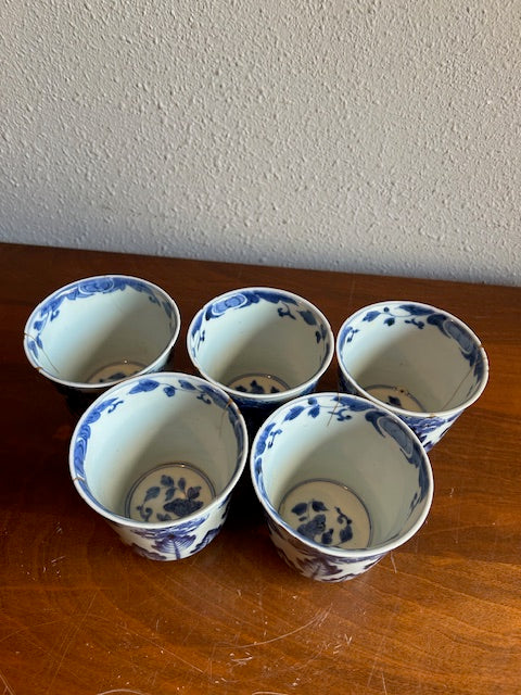 伊万里焼　染付花文　金継ぎ　蕎麦猪口