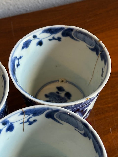 伊万里焼　染付花文　金継ぎ　蕎麦猪口