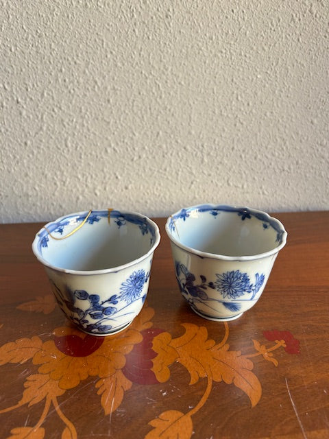 伊万里焼　金継ぎ　輪花　蕎麦猪口