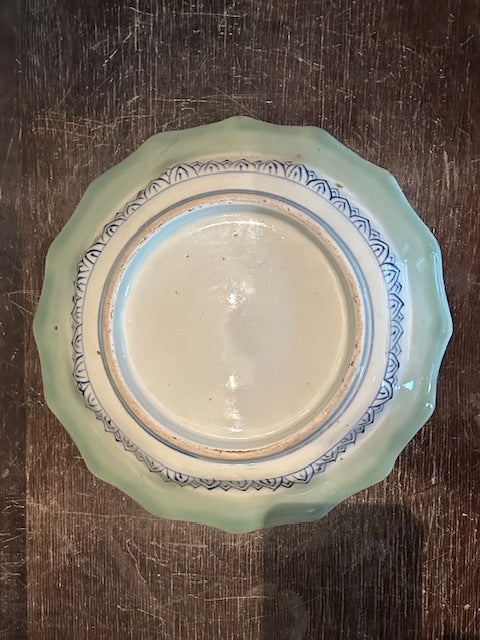 伊万里　青磁輪花皿　鳳凰