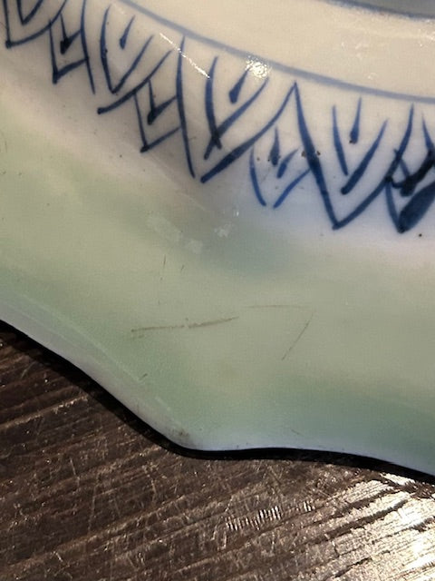 伊万里　青磁輪花皿　鳳凰
