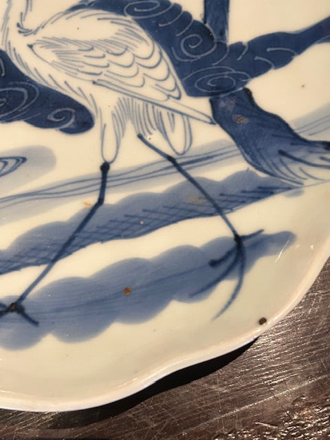 伊万里　染付　鷲文　輪花皿
