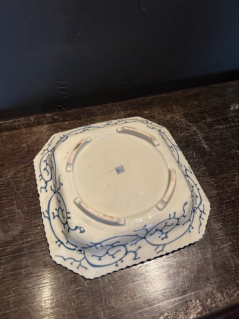 伊万里　染付鳳凰文角皿