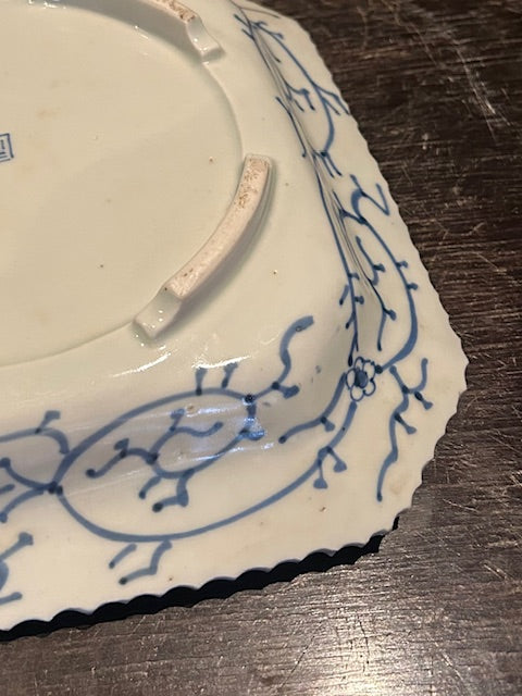 伊万里　染付鳳凰文角皿