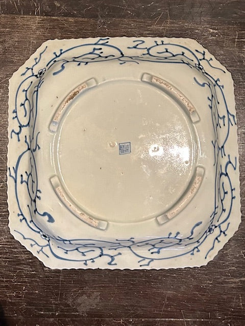 伊万里　染付鳳凰文角皿