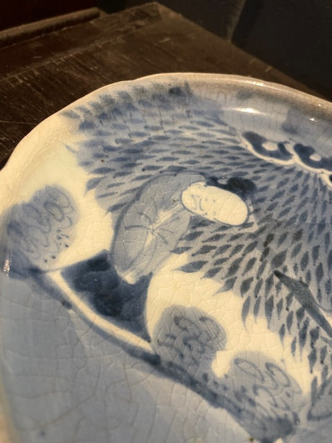 伊万里　染付竹林人物文　皿