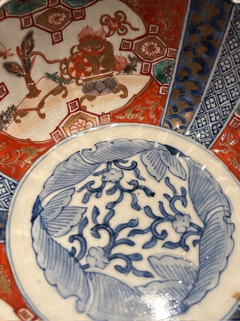 伊万里　菊型錦手　丼鉢