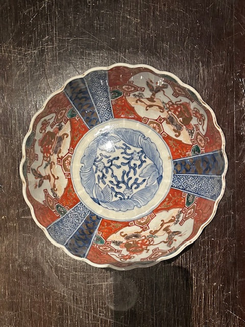 伊万里　菊型錦手　丼鉢