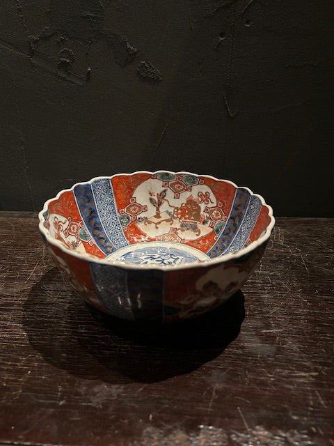 伊万里　菊型錦手　丼鉢