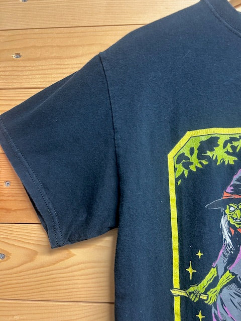 メンズヴィンテージ　Tシャツ 【ハロウィングラフィック / Never Accept a Ride from Strangers】ブラック