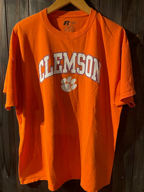 メンズヴィンテージ　Tシャツ 【CLEMSOMN カレッジプリントシャツ】オレンジ