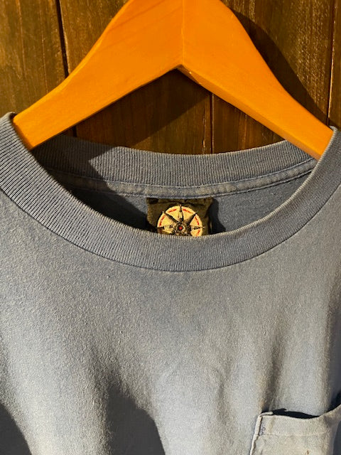 メンズヴィンテージ　Tシャツ 【USA製コンパスモチーフ バックプリント】ブルー