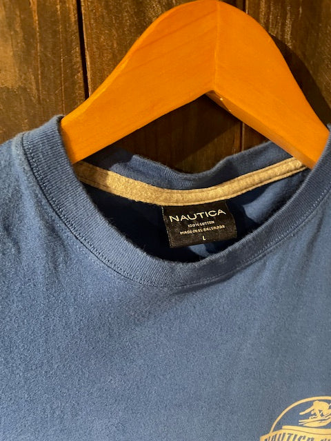 メンズヴィンテージ　Tシャツ 【NAUTICA ワンポイントロゴ】ブルー