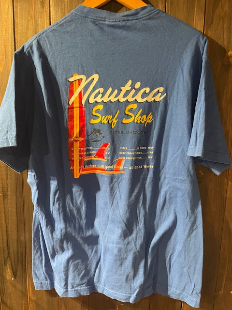 メンズヴィンテージ　Tシャツ 【NAUTICA ワンポイントロゴ】ブルー