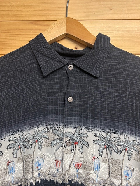 メンズヴィンテージアロハシャツ【MODA CAMPIA MODA】ヤシの木 ブラック